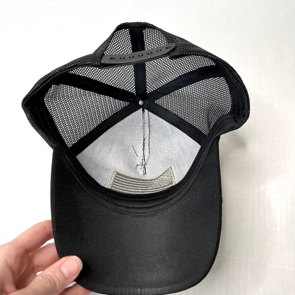 American Flag USA Hat Black Gold Mesh Back Snap Mens Gift Womens Glitter OS NEW - Picture 7 of 8